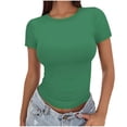 thumbnail image 2 of Otvok 2025 Womens Casual Solid Color Short-Sleeve Crew-Neck Tops, 2 of 6