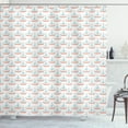 thumbnail image 1 of Sailboat Shower Curtain, Nautical Illustration of Watercolored Marine Theme Toy Sailboats, Fabric Bathroom Set with Hooks, 69W X 75L Inches Long, Burnt Sienna and Baby Blue, by Ambesonne, 1 of 3