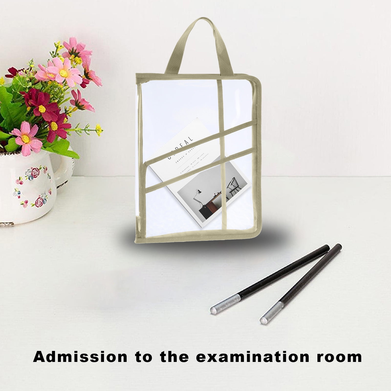 potrochi Document Bag with Handle, Light Transparent Mesh File Tote Bag Pouch, A4 Portable Folder Test Paper Bag Test Paper File Folder Bill File Receipt Bag Storage Bag
