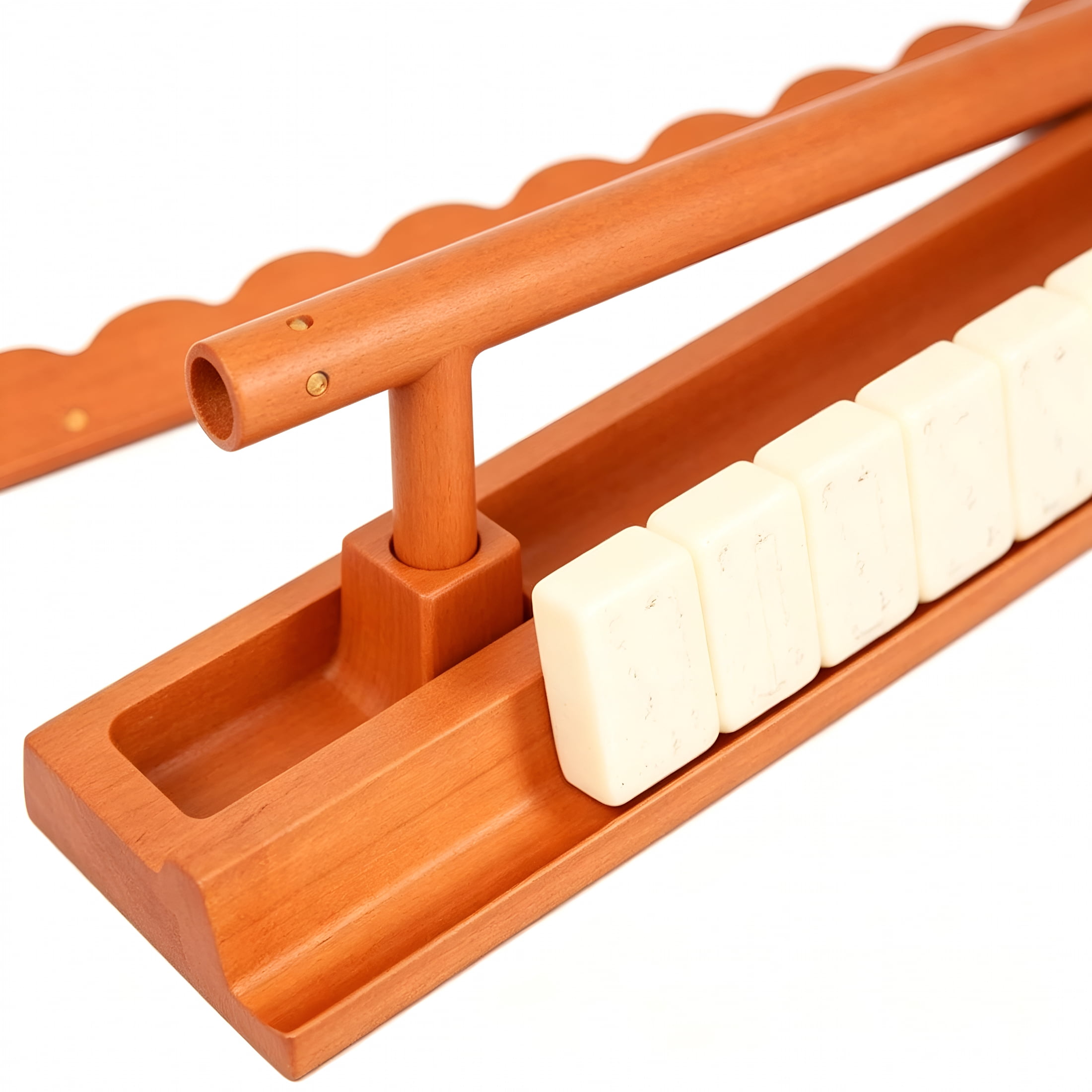 CYFW Mahjong Set Mahjong Racks with Pushers,Wooden Tortoise Shell Rack&Pusher Set,17 Inch American Mahjong Set Complete for American Mahjong Set Complete,Travel&Home Game