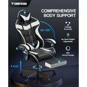 Soontrans Gaming Chair Office Chair, Massage Computer Chair with Adjustable Headrest & Lumbar Support & Footrest, Ergonomic High Back Game Gamer Chair for Adults Kids, Blue