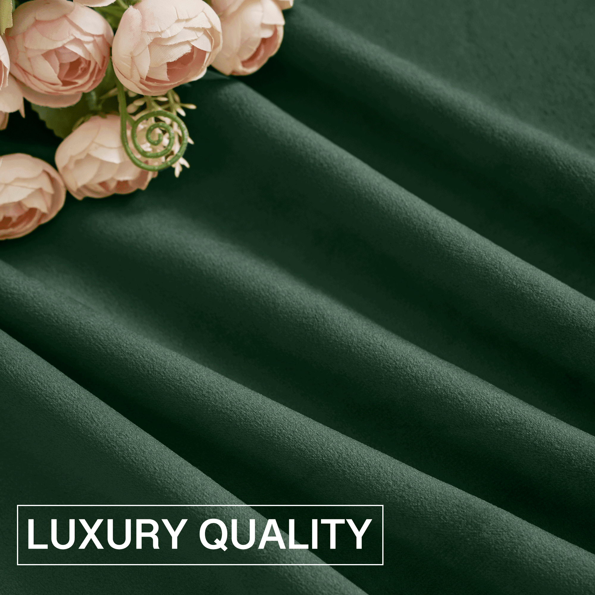 StangH Dark Green Velvet Curtains - Bedroom Privacy Blackout Window Curtains Rod Pocket Thermal Insulated Green Curtain Panels for Sliding Door/Foyers, W52 x L96, 2 Panels