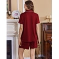 thumbnail image 4 of Conjuntos de pijama de maternidad y lactancia Ekouaer con botones, color rojo vino, 4 of 6