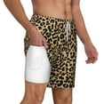 thumbnail image 3 of Balery Leopard Print Mens Swim Trunks Swim Shorts for Men Quick Dry Inseam Beach Shorts with Compression Liner Pocket-Large, 3 of 9