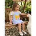 thumbnail image 6 of RUINIXCW Toddler Baby Girl Back to School Dress Kids Kindergarten Outfits Little Baby Girl Summer Tank Dress Overalls School Bow Apple Embroidery Sleeveless Striped A Line Dress, 6 of 9