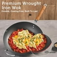 thumbnail image 4 of SYNYLIIFE 11.8“ Carbon Steel Wok Pan, Pre-Seasoned Flat Bottom Pow Wok for Stir Fry, BBQ, Grill & Camping, raditional Japanese Chinese Cookware, Compatible with Induction, Electric, Gas, Open Fire, 4 of 7