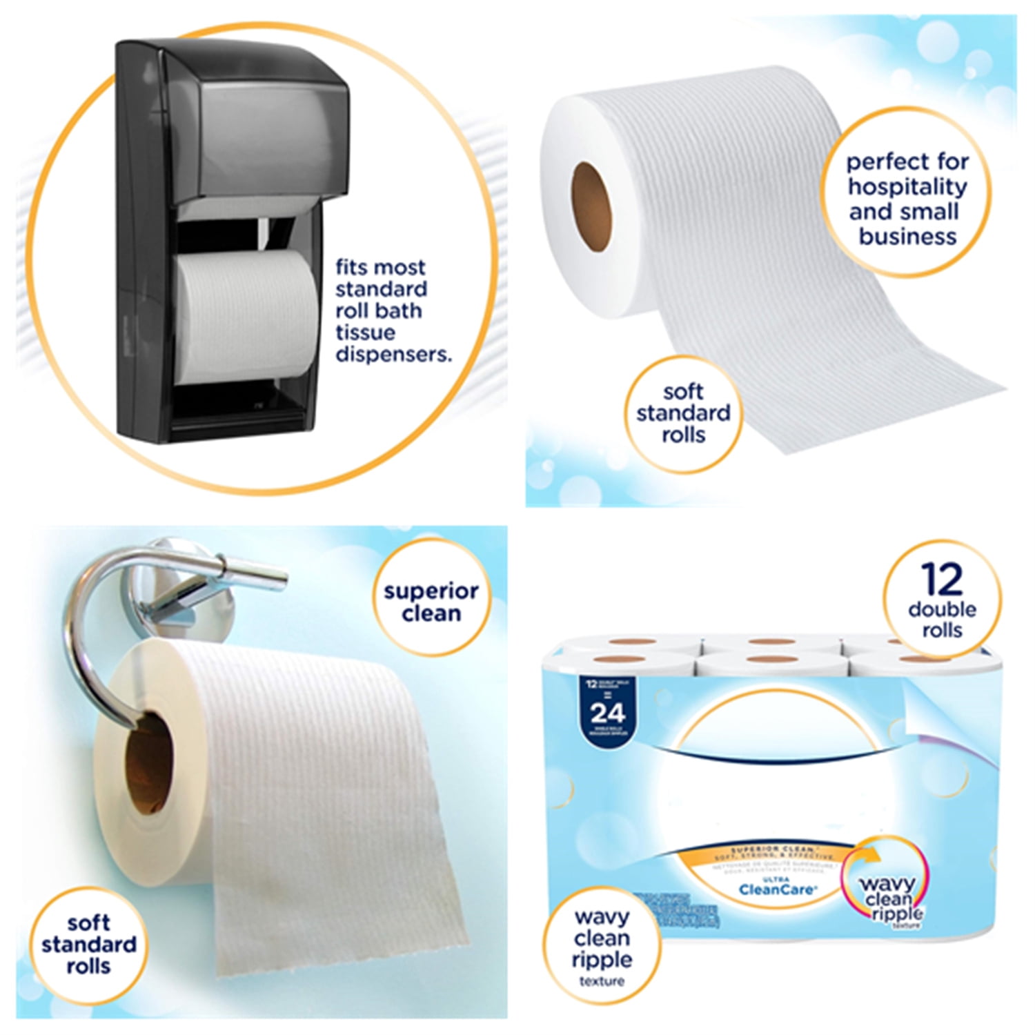 Professional Standard Roll Bulk Toilet Paper (12456), White (48 Rolls of 170 Sheets, 8,160 Sheet Total)