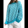 thumbnail image 1 of Suéter de Larga para Mujer, Suéteres Cortos de Gran Tamaño de Otoño, Tops de Punto con Cuello Redondo y Estampado de Velero Informal Lago Azul L, 1 of 7
