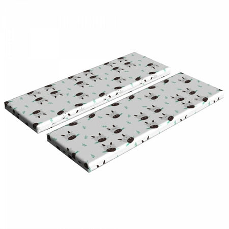 

Cattle Bench Cushion Set of 2 Cartoon Cow Heads Chewing Foliage in Their Mouths and Leaf Motifs Standard Size Foam Pad and Decorative Cover Turquoise Pale Grey by Ambesonne