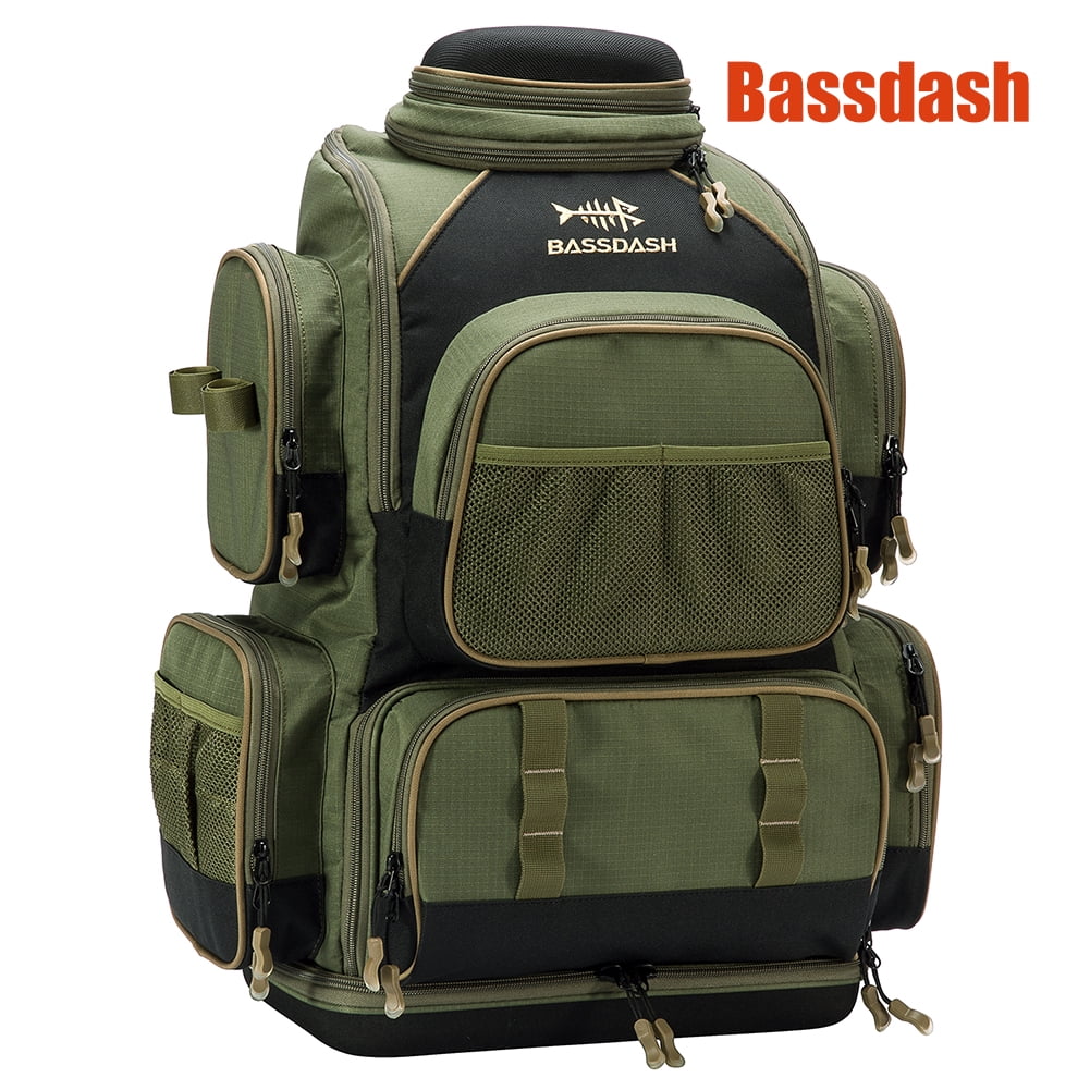 Bassdash Water Resistant Lightweight Tactical Fishing Tackle Box with Protective Rain Cover