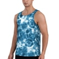 thumbnail image 2 of Gukieu Blue Tie Dye Print Men's Quick Dry Fitness Vest, Round Neck Sleeveless Fitness Bodybuilding Top-XX-Large, 2 of 7