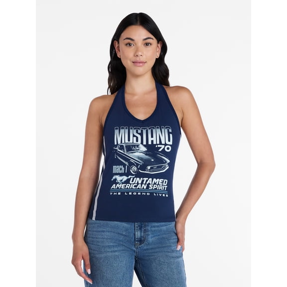 Ford Mustang Women's Graphic Print Halter Top, Sizes XXS-XXL