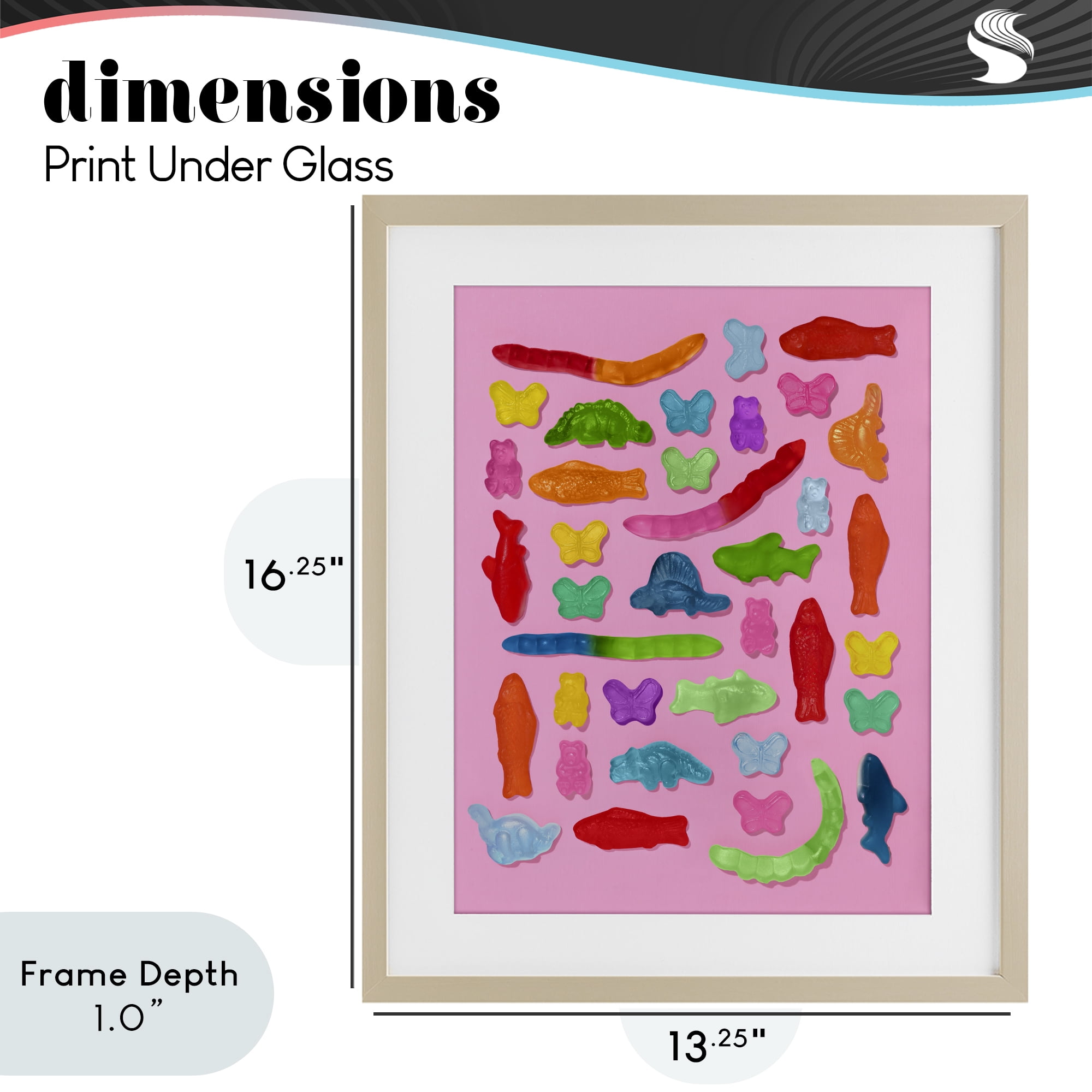 Stupell Industries Pink Gummy Animal Collage Birch Framed Print Under Glass, design by LISH Creative