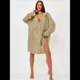 thumbnail image 4 of Cárdigan de Color Liso para Mujer, para Playa, Vacaciones, Informal, para Bikini, Traje de Baño, Protección Solar Caqui un Tamaño, 4 of 9