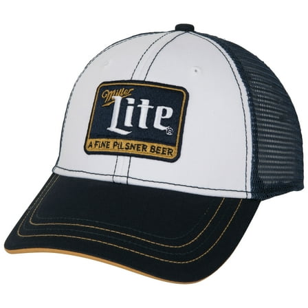 Miller Lite Beer White/Blue Mesh Back Hat Cap