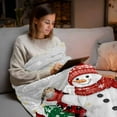 thumbnail image 5 of Red Snowman Flannel Blanket for Bed,Travel and Camping, Christmas Let Snow Pine Trees Bird Snowing Grey Super Soft Cozy Blanket for All Seasons 50"x60", 5 of 9