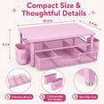 thumbnail image 5 of MEHOOM Desk Organizer, 3-Tier Monitor Stand with Storage and 2 Pen Holder, Laptop Stand, Office Desk Accessories for Office Supplies, Pink, 5 of 10