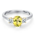 thumbnail image 3 of Gem Stone King 10K Two Tone Gold Canary Mystic Topaz and White Topaz Engagement Ring for Women | 1.23 Cttw | Oval 7X5MM | Gemstone November Birthstone | Size 9, 3 of 6