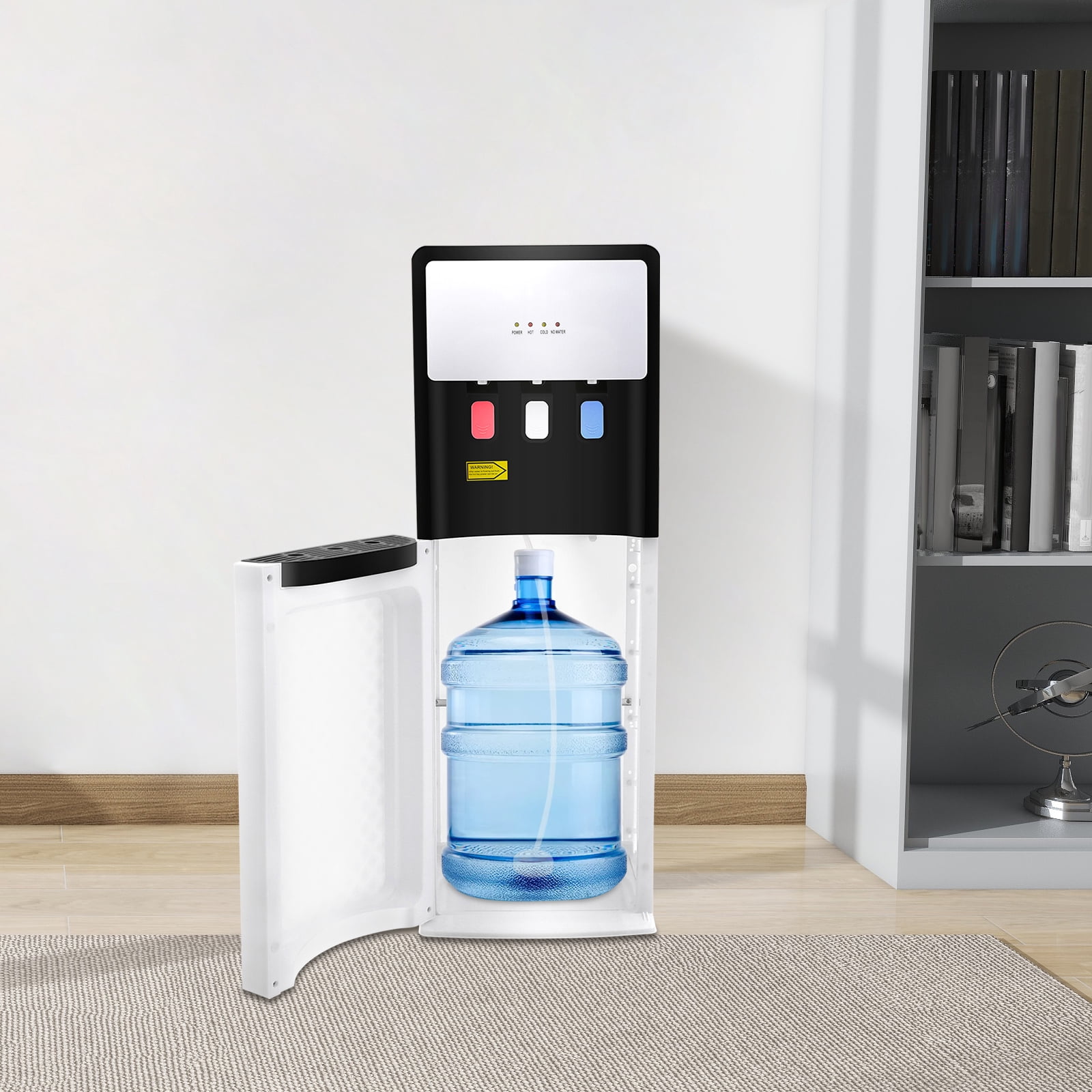 5 Gal Bottom Loading Water Dispenser, 3 Spouts Hot Cold Room Temp Water Cooler for Home Office Gym Hotel, White