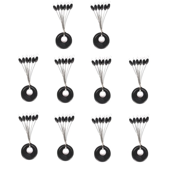 Carevas 10 Pcs Bouchons de Pêche Noir Bouchon en Caoutchouc Pêche Haricots Spatiaux Carpe Flotteur de Pêche