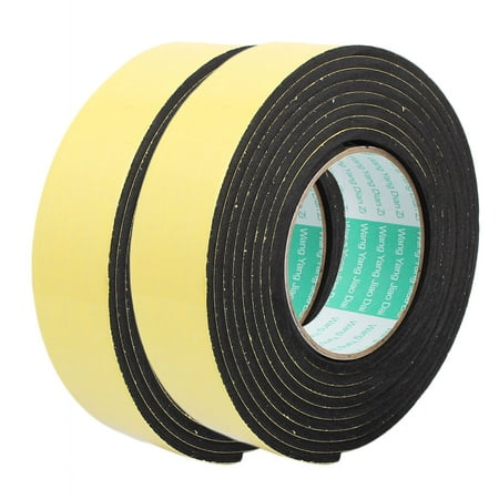 2 Pcs 3 Meter 40mm x 4mm Single-side Adhesive Shockproof Sponge Foam Tape Yellow