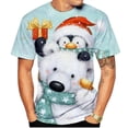 thumbnail image 1 of Camisetas navideñas con estampado 3d divertido de Papá Noel, camisetas de gran tamaño, camisetas para hombre, camisas informales de vacaciones de verano con cuello redondo, ropa Harajuku para hombre, 1 of 4