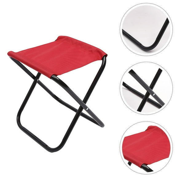 Raindrops 1Pcs Household Folding Stool Compact Foldable Stool Steel Cloth Red Rectangular for Home Use