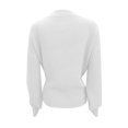 thumbnail image 4 of Ladies Long Sleeve V-neck Bowknot Pearl Pure Color Waist Knit Cardigan Sweater, 4 of 8