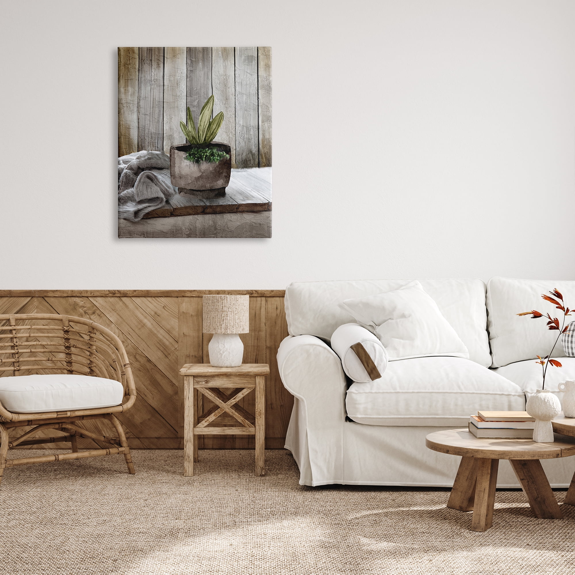 Stupell Industries Potted Plant Still Life Botanical & Floral Painting Gallery Wrapped Canvas Art Print Wall Art, 30 x 40