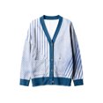 thumbnail image 4 of Women Vintage Stripe Printed Denim Patchwork Cardigan Jacket Button‑Front Open Coat with Pockets, Long Sleeve Casual Fall Winter Outerwear for Ladies S-3XL Light Blue-D, 4 of 4