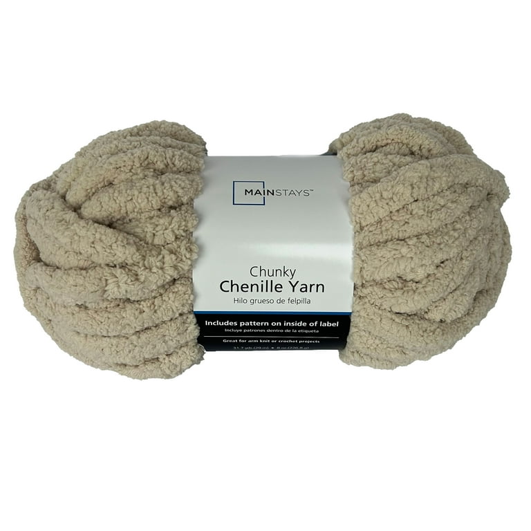 Mainstays Chunky Chenille Yarn 31.7 yd Stone 100 Polyester Super Bulky Pack of 4 Walmart