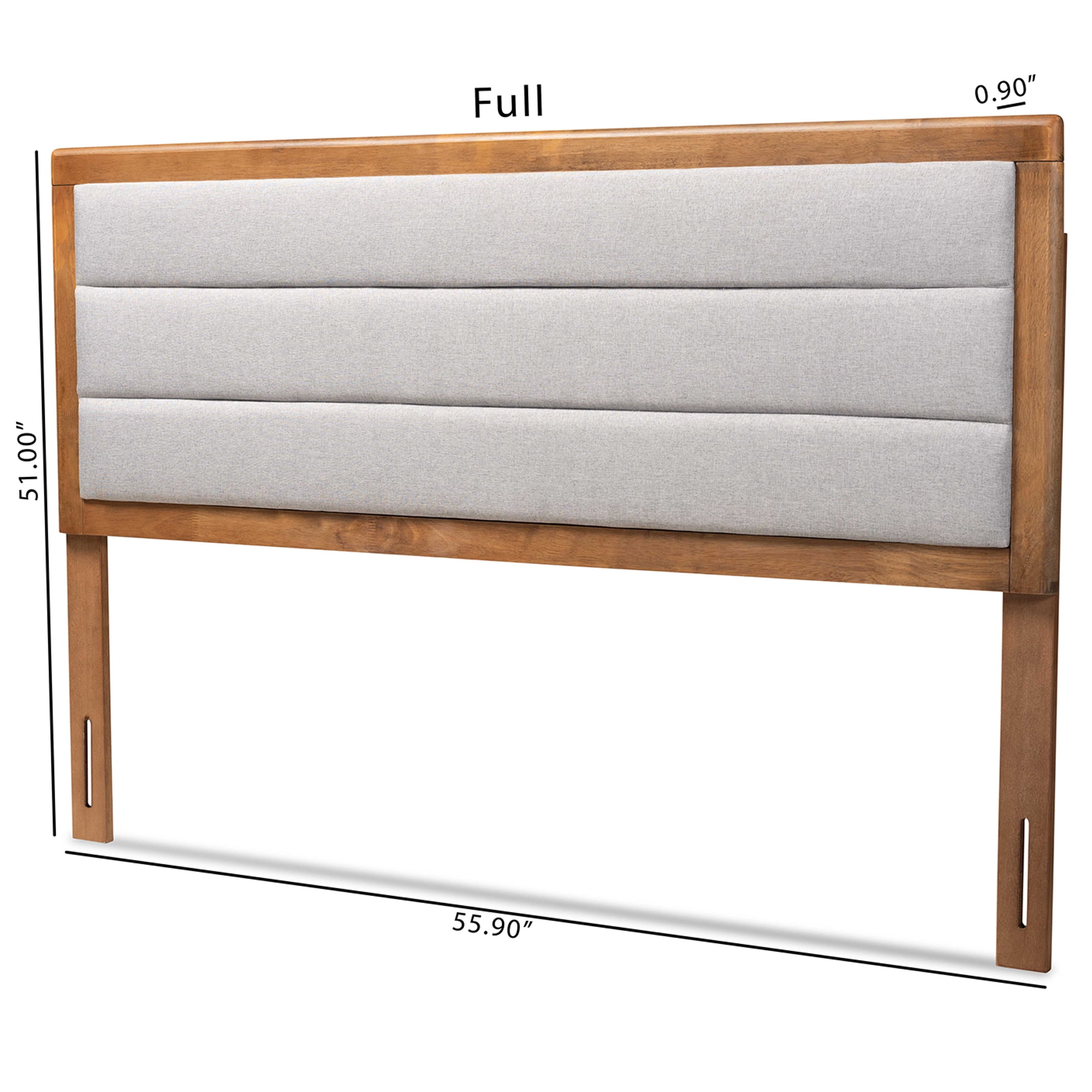 Baxton Studio Dexter Modern and Contemporary Light Grey Fabric Upholstered and Walnut Brown Finished Wood Full Size Headboard