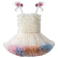 thumbnail image 4 of mgoYE Flower Girl Dress Baby Girls Tutu Strap Dress Toddler Princess Fluffy Layered Mesh Tulle Dance Sleeveless Dress(White,3-4 Years), 4 of 4
