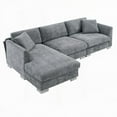 thumbnail image 6 of Modern Chenille L-shaped 96*56" Sofa with 2 Free Pillows & Oversized Chaise, 6 of 25