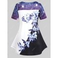 thumbnail image 2 of Camiseta con Estampado de Flores Estrellado en Talla Extra Rosegal  Camisetas tallas grandes, 2 of 5