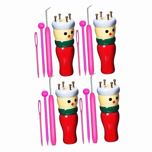 Doll Weaving Kit 4 Pcs Knitting Dolls Wooden Tools DIY Weaving Toy for Random