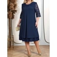 thumbnail image 2 of Women'S Plus Size 1/2 Sleeve Floral Embroidery Chiffon Wedding Guest Dress for Wedding Guest Navy Blue XXL, 2 of 6