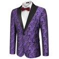 thumbnail image 5 of COOFANDY Men's Floral Suit Jacket Stylish Dinner Wedding Blazer One Button Tuxdeo, 5 of 9