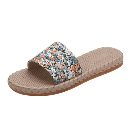 

YanHoo Boho Slide Sandals for Women Girls Dressy Low Wedge Sandal Casual Open Toe Flat Sandals Summer Beach Slip on Sandals Platform Sandals