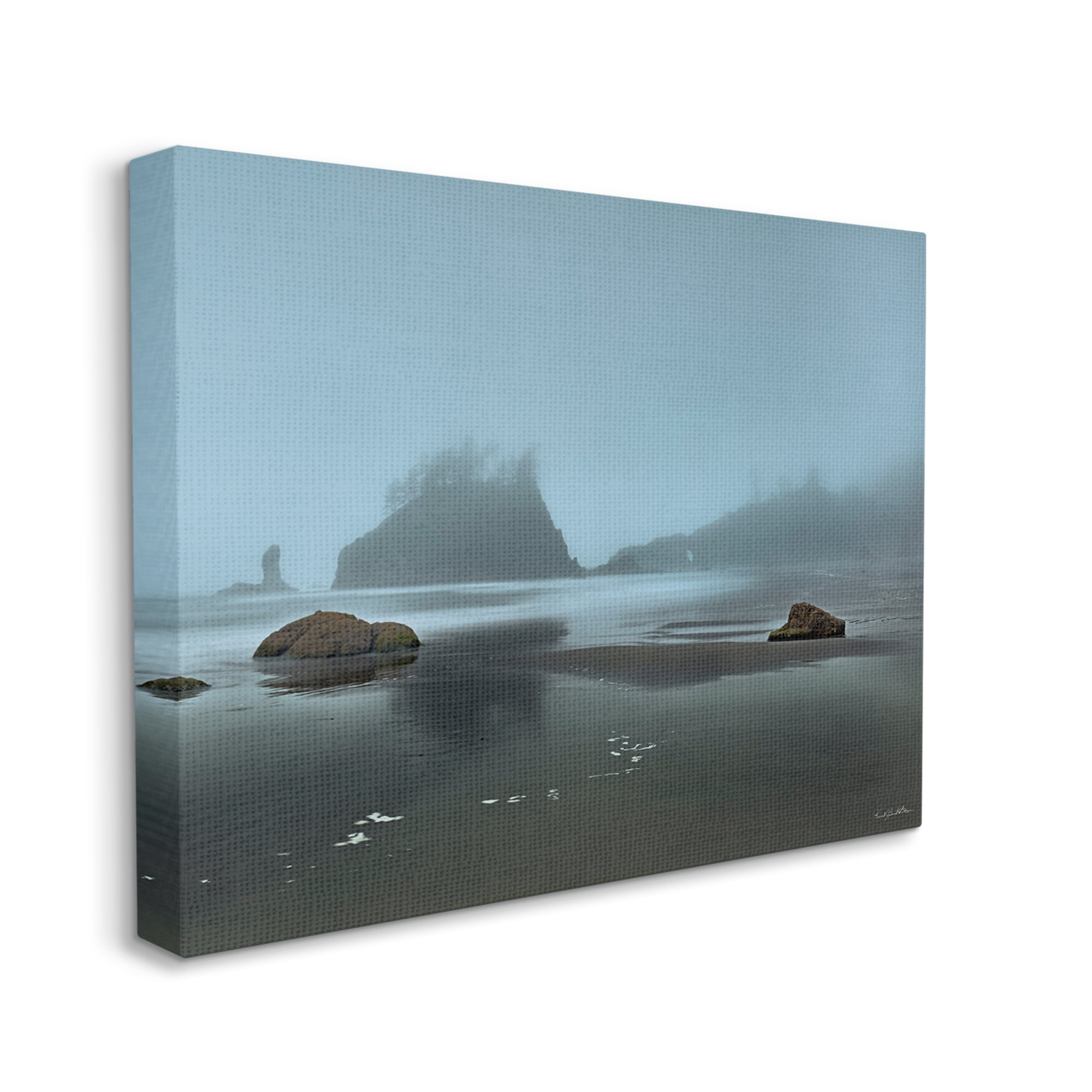 Stupell Industries Foggy Shore Landscape Landscape Photography Gallery Wrapped Canvas Art Print Wall Art, 20 x 16
