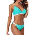 thumbnail image 3 of Attraco Women V Neck Bikini Set High Cut Bathing Suits 2 Piece Tie Back Swimsuits, 3 of 6