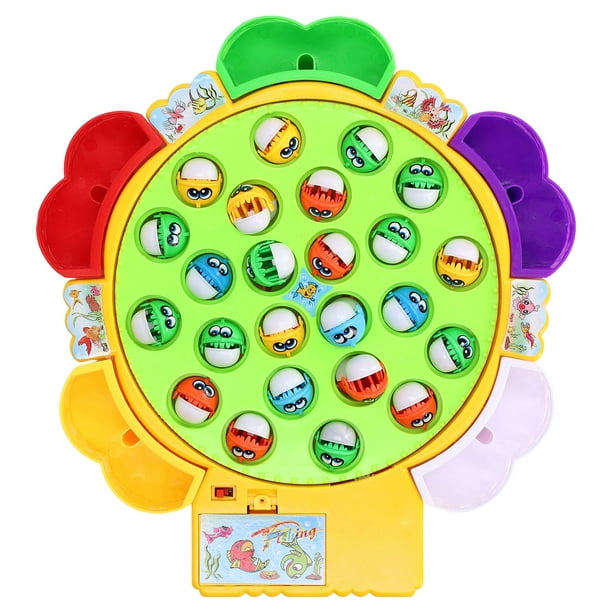 Rotating Fishing Game Board, Hand Eye Coordination 24 Fish Fishing Game  Play Set ABS With Music For Daily Playing For Toddlers
