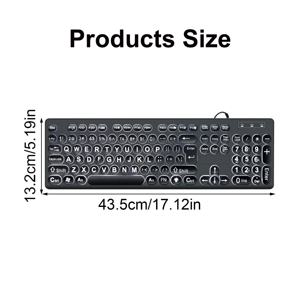 USB Cord Large Print Full Size Computer Keyboards White for Visually Impaired Beginner and Senior
