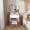 White, variant on Resenkos 3-Gear Dimmable LED Lighted Compact Vanity Set, 3 Drawers Open Shelf with Hair Dryer Rack and Matching Stool for Dressing Room, White