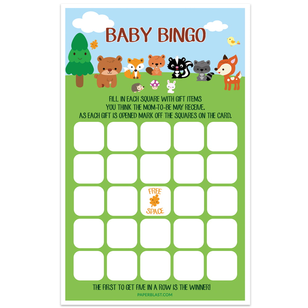 10 Woodland Animals Baby Shower Birthday Party Scratch Off Game Cards Forest 