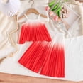 thumbnail image 3 of Owordtank Girl's 2 Piece Cute Outfits Outfit Pleated Spaghetti Strap Crop Top and Wide Leg Pants Sets, 3 of 5