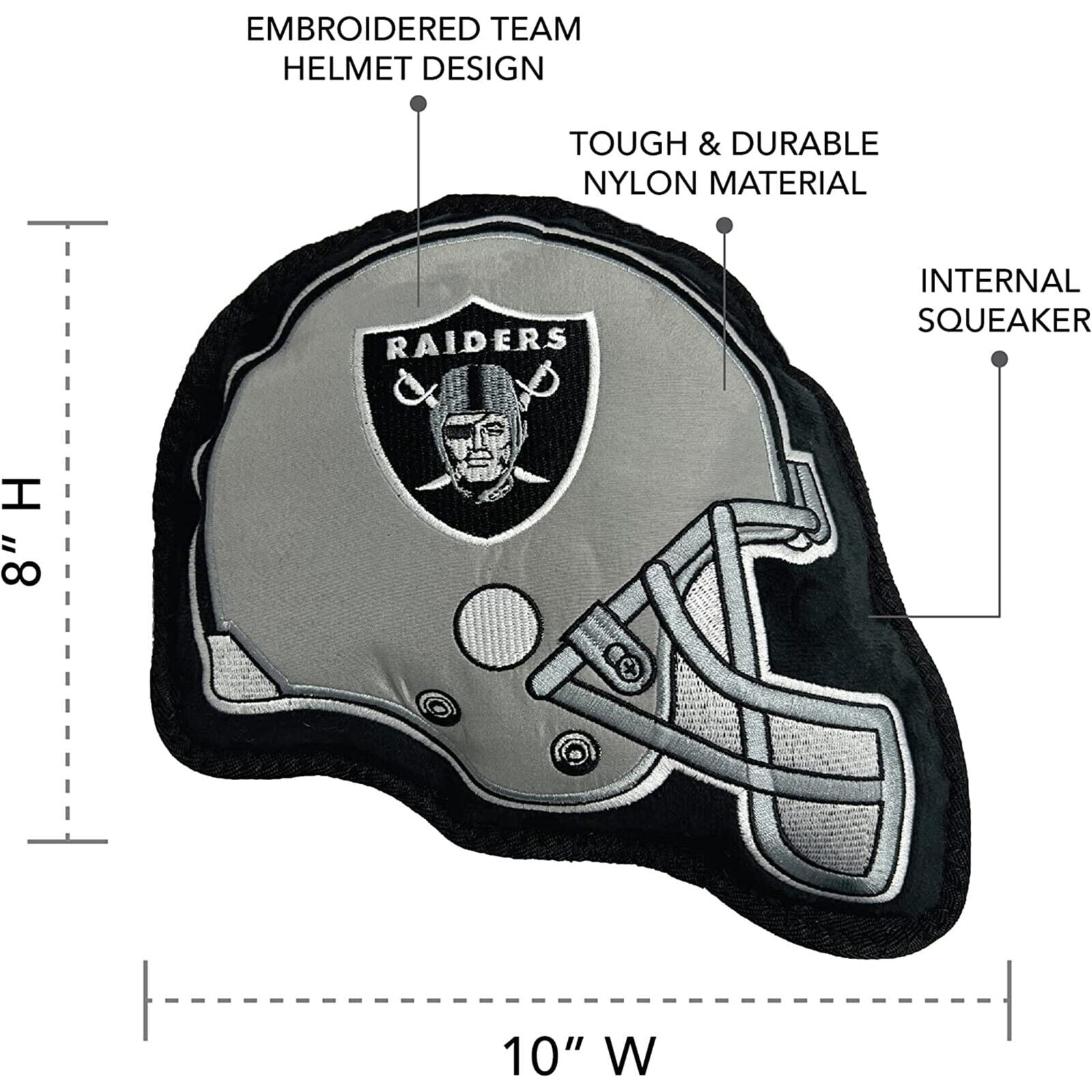 Pets First NFL Las Vegas Raiders Tough Helmet Pet Dog Toy Premium Quality with Built-in Squeaker Chew Toy