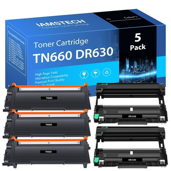 TN660 Toner Cartridge & DR630 Drum Unit Combo Compatible for Brother TN-660 DR-630 TN630 use with HL-L2380DW DCP-L2540DN MFC-L2700DW MFC-L2707DW Printer (3x TN660 Toner, 2x DR630 Drum Unit )