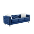 thumbnail image 5 of Gewnee Blue 3-Seater Velvet Accent Chair - Solid Eucalyptus Frame, Acrylic Crystal Legs, Removable Cushions & Pillows for Living Room/Bedroom, 5 of 12