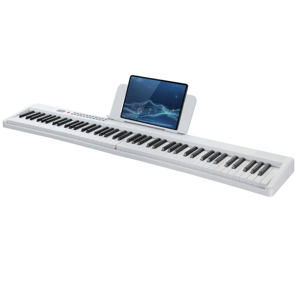 Tcbosik Foldable Piano Keyboard, 88 Key Semi Weighted Digital Piano with Bag, Headphone and MIDI Bluetooth for Beginner, White